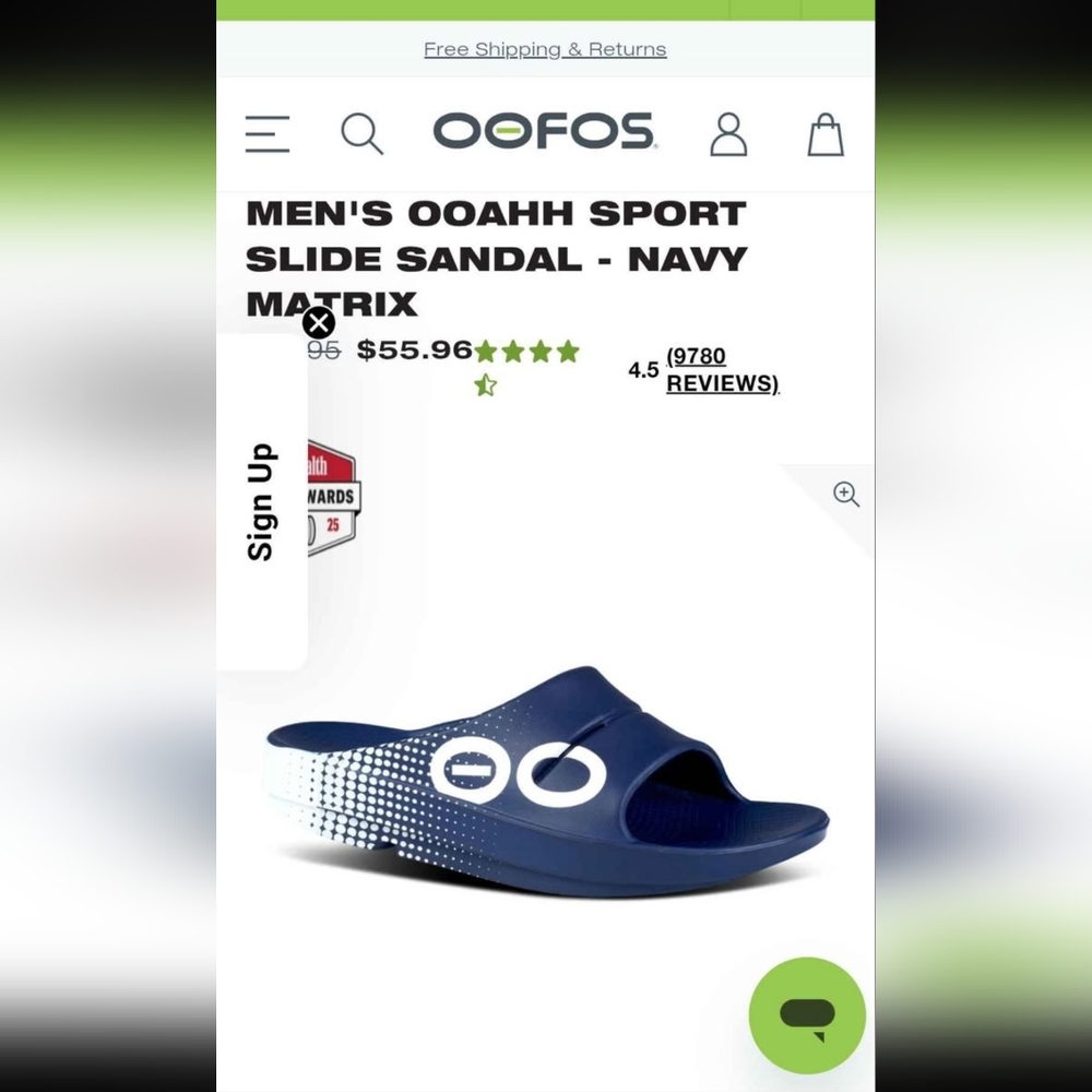 OOFOS Men's Sport Slide Sandal - Dark Blue, Bnwt, Size 10